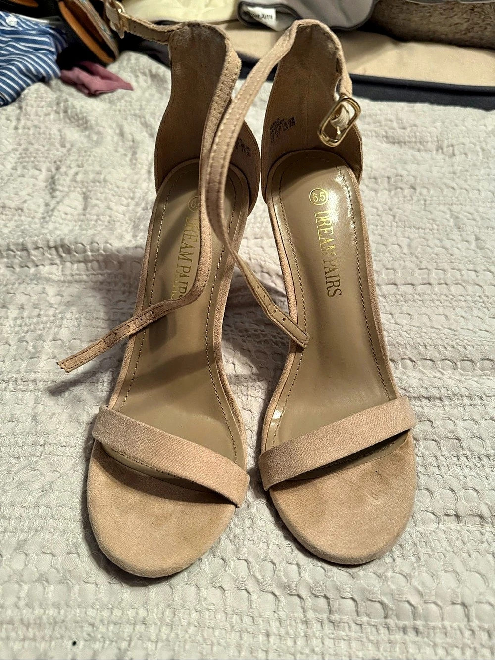 Ankle Strap Heels in Beige